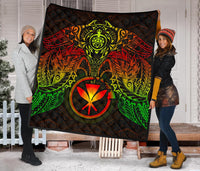 Hawaii Polynesian Premium Quilt - Reggae Kanaka Maoli Turtle Manta Ray - Polynesian Pride