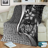 Pohnpei Micronesia Premium Blanket White - Turtle With Hook - Polynesian Pride