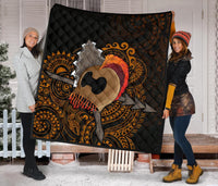 Hawaiian Warrior Helmet Polynesian Premium Quilt - Polynesian Pride