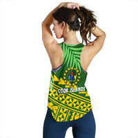 Cook Islands Rugby Women Racerback Tank Coconut Leaves - The Kuki's - Polynesian Pride