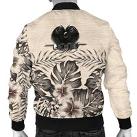 Papua New Guinea Men's Bomber Jacket - The Beige Hibiscus - Polynesian Pride