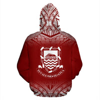 Tuvalu Custom All Over Zip up Hoodie Fog Red - Polynesian Pride