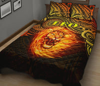 Sun In Leo Zodiac Quilt Bed Set Polynesian Tattoo Unique Vibes - Polynesian Pride