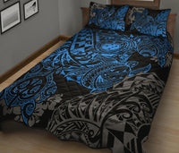 Samoa Polynesian Quilt Bed Set - Blue Turtle Flowing - Polynesian Pride