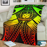 Samoa Polynesian Premium Blanket - Samoa Reggae Seal with Polynesian Tattoo - Polynesian Pride