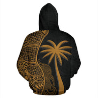 Papua New Guinea Polynesian Custom Zip up Hoodie Coconut Gold - Polynesian Pride