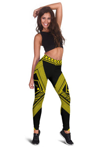 Hawaii Turtle Polynesian Yellow Leggings - Diamond Style - Polynesian Pride