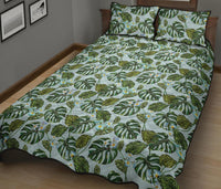 Tropical Flowers Monstera Leaf Quilt Bed Set - Polynesian Pride
