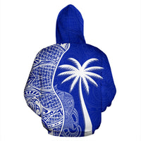 Fiji Polynesian Zip up Hoodie Coconut Tree Blue - Polynesian Pride