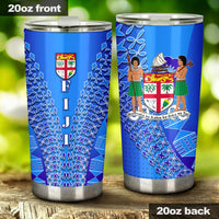 Fiji Drua Tumbler Tapa Tumbler 20oz Large Blue - Polynesian Pride