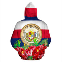 Polynesian Hawaii Hoodie Flag Hibiscus - Polynesian Pride