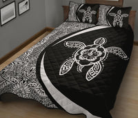 Hawaiian Polynesian Turtle Quilt Bed Set - Circle Style White - Polynesian Pride