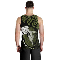 Hawaii Polynesian Aumakua Hammerhead Shark T Shirt Cloud Style Green Military - Polynesian Pride