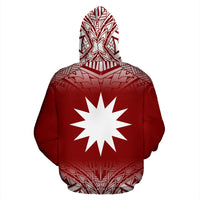 Nauru All Over Zip up Hoodie Fog Red - Polynesian Pride