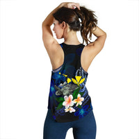 Polynesian Hawaii Women's Racerback Tank - Turtle With Plumeria Flowers - Polynesian Pride