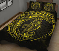 Polynesian Quilt Bed Set - Polynesian Yellow Seahorse Tattoo - Polynesian Pride