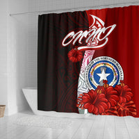 Northern Mariana Islands Polynesian Shower Curtain - Coat Of Arm With Hibiscus - Polynesian Pride