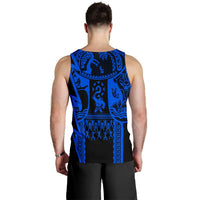 (Custom Personalised) Polynesian Guinea Men's Tank Top - Moana Maui Tattoo With Coat Of Arm Guinea Blue - Polynesian Pride