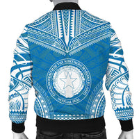 Northern Mariana Islands Flag Polynesian Chief Men's Bomber Jacket - Polynesian Pride