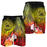 American Samoa Polynesian Men's Shorts - Humpback Whale with Tropical Flowers - Polynesian Pride
