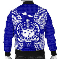 Samoa Polynesian Men's Bomber Jacket Map Blue - Polynesian Pride