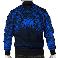 Samoa Spirit Men's Bomber Jacket (Blue) - Polynesian Pride
