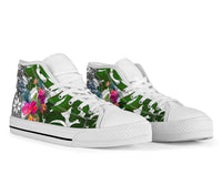 Palau High Top Shoes White - Turtle Plumeria Banana Leaf Crest - Polynesian Pride
