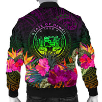 Polynesian Hawaii Men's Bomber Jacket - Summer Hibiscus - Polynesian Pride