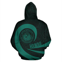 Hawaii Coat of Arms Roll In My Heart Zip up Hoodie Celadon - Polynesian Pride