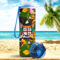 Fiji Custom Personalised Hydro Tracking Bottle - Seal Spiral Polynesian Patterns - Polynesian Pride