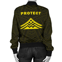 Hawaii Mauna Kea Polynesian Women's Bomber Jacket Yellow - Polynesian Pride
