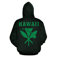 Polynesian Kakau Turtle Map of Hawaii Hoodie Green - Polynesian Pride