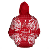 Palau Polynesian All Over Zip up Hoodie Map Red White - Polynesian Pride