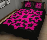 Hawaiian Quilt Bed Set Royal Pattern - Black And Pink - A1 Style - Polynesian Pride