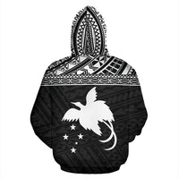Papua New Guinea Polynesian All Over Zip up Hoodie Black Horizontal - Polynesian Pride