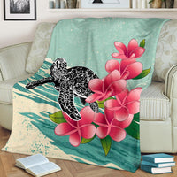 Hawaii Premium Blanket - Hawaii Turtles With Plumeria Classic Premium Blanket - Polynesian Pride