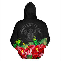 Niue Polynesian Hoodie Black Hibiscus - Polynesian Pride
