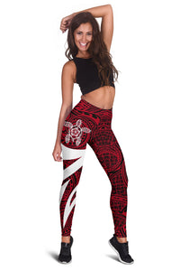 Hawaii Turtle Women's Leggings - Warrior Style 03 White - Polynesian Pride
