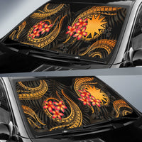 Nauru Auto Sun Shades - Gold Plumeria - Polynesian Pride