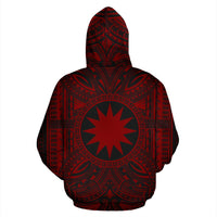 Nauru ll Over Hoodie Nauru Coat of rms Polynesian Red Black - Polynesian Pride