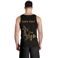 Hawaii Kakau Polynesian Hammerhead Shark Personalized Men's Tank Top - Gold - Polynesian Pride