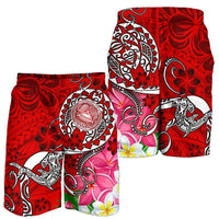 American Samoa Polynesian Men's Shorts - Turtle Plumeria (Red) - Polynesian Pride
