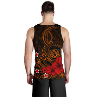 Polynesian Hawaii Men's Tank Top - Humpback Whale with Hibiscus (Golden) - Polynesian Pride