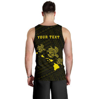Hawaii Kakau Polynesian Three Turtles Map Personalized Men's Tank Top - Yellow - Polynesian Pride