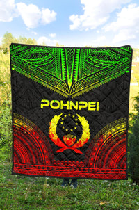 Pohnpei Premium Quilt - Pohnpie Flag Polynesian Chief Reggae Version - Polynesian Pride
