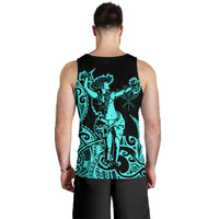 Polynesian Hawaii Men's Tank Top - Hula Girl Neon Blue - Polynesian Pride