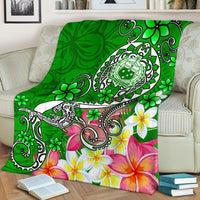 Samoa Premium Blanket - Turtle Plumeria (Green) - Polynesian Pride