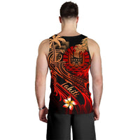 Tahiti Polynesian Men's Tank Top - Plumeria Flowers And Waves - Polynesian Pride