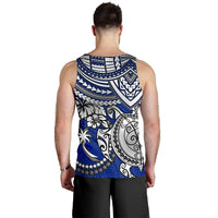 Chuuk Polynesian Men's Tank Top - White Turtle (Blue) - Polynesian Pride