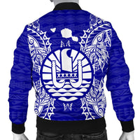 French Polynesia Polynesian Men's Bomber Jacket Map Blue - Polynesian Pride